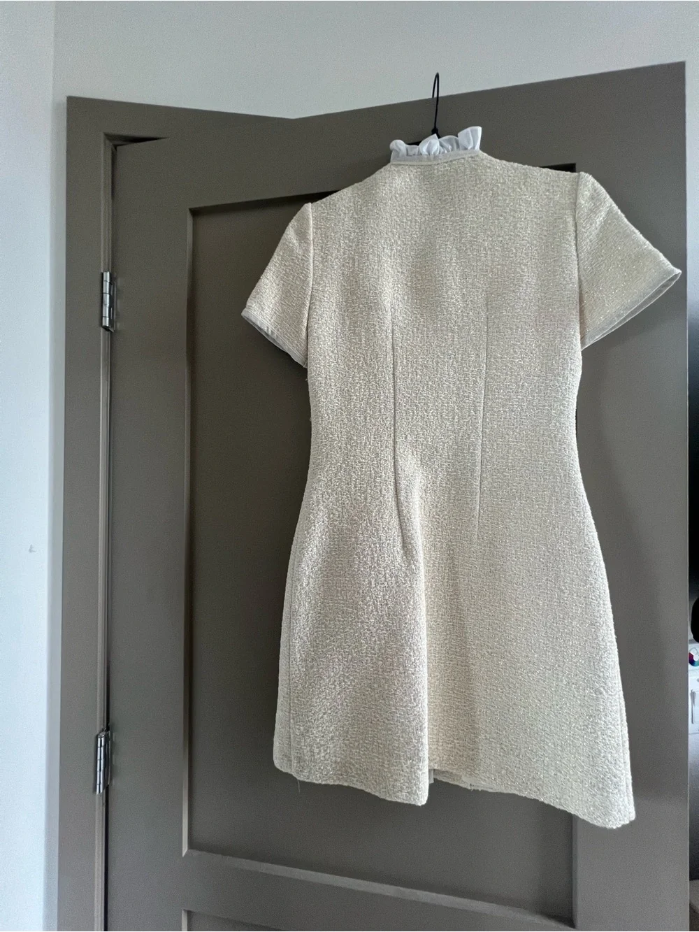 Sandro Cream Tweed Ruffle-Collar Jacket - Picture 4 of 6